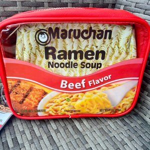 NWT Maruchan Ramen Noodle Soup Red Cosmetic  Bag - 3 Pc Set! Unique & Cute!